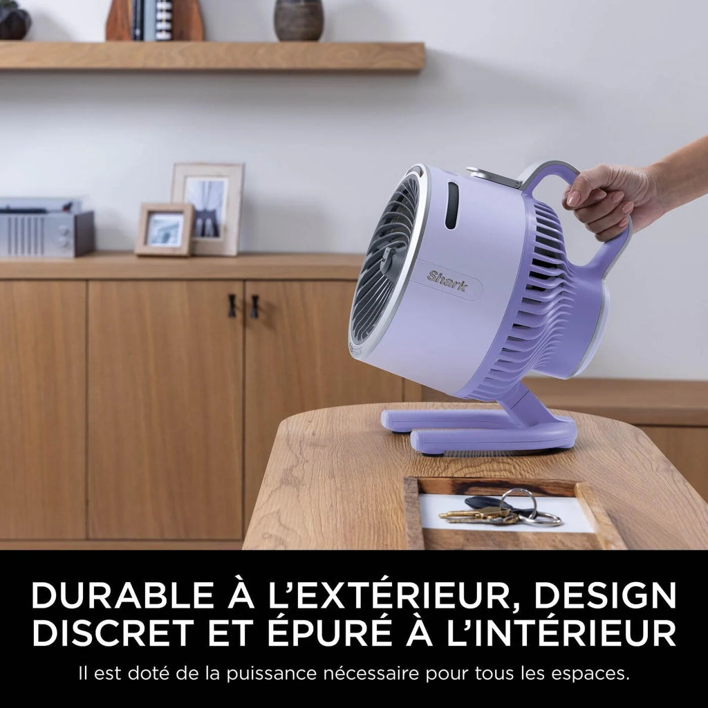 Shark FlexBreeze HydroGo, ventilateur brumisateur portable, rafraîchisseur d'air silencieux intérieur/extérieur, discret et durable, avec/sans fil, léger, 5 réglages de vitesse, Lila FA050EULV