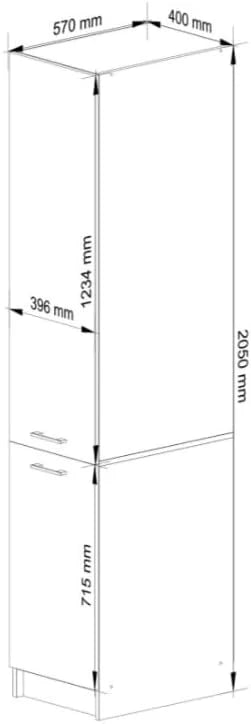 BDW - Colonne Cuisine - Armoire de Rangement 40 cm de Largeur, 205 cm de Hauteur, 57 cm de Profondeur - Spacieuse pour Provisions - Blanc