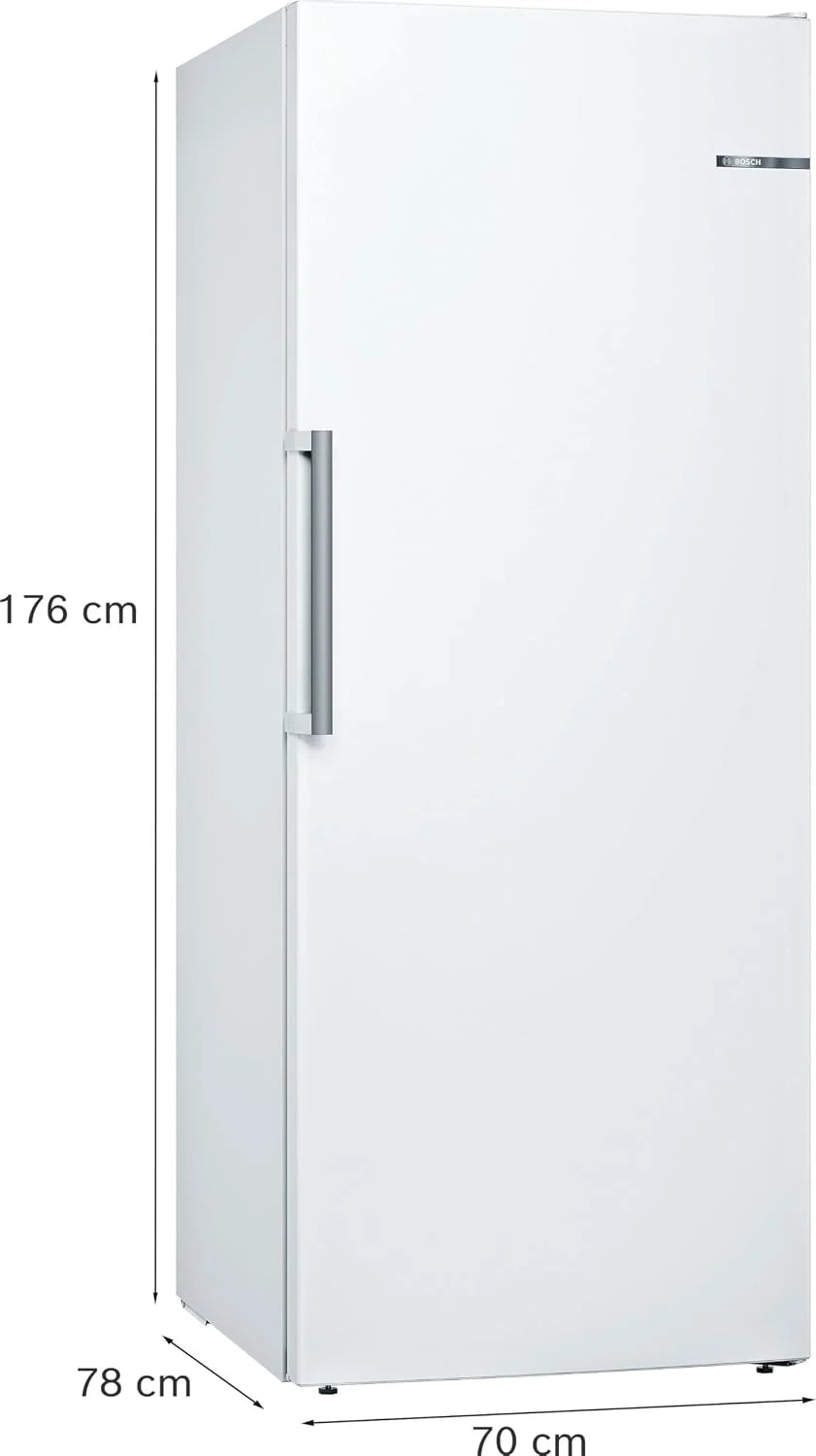 Bosch GSN54AWCV Série 6 Congélateur XXL 176 x 70 cm extra large 327 L NoFrost ne dégivrage plus jamais avec éclairage LED uniforme BigBox Espace pour gros aliments congelés Blanc