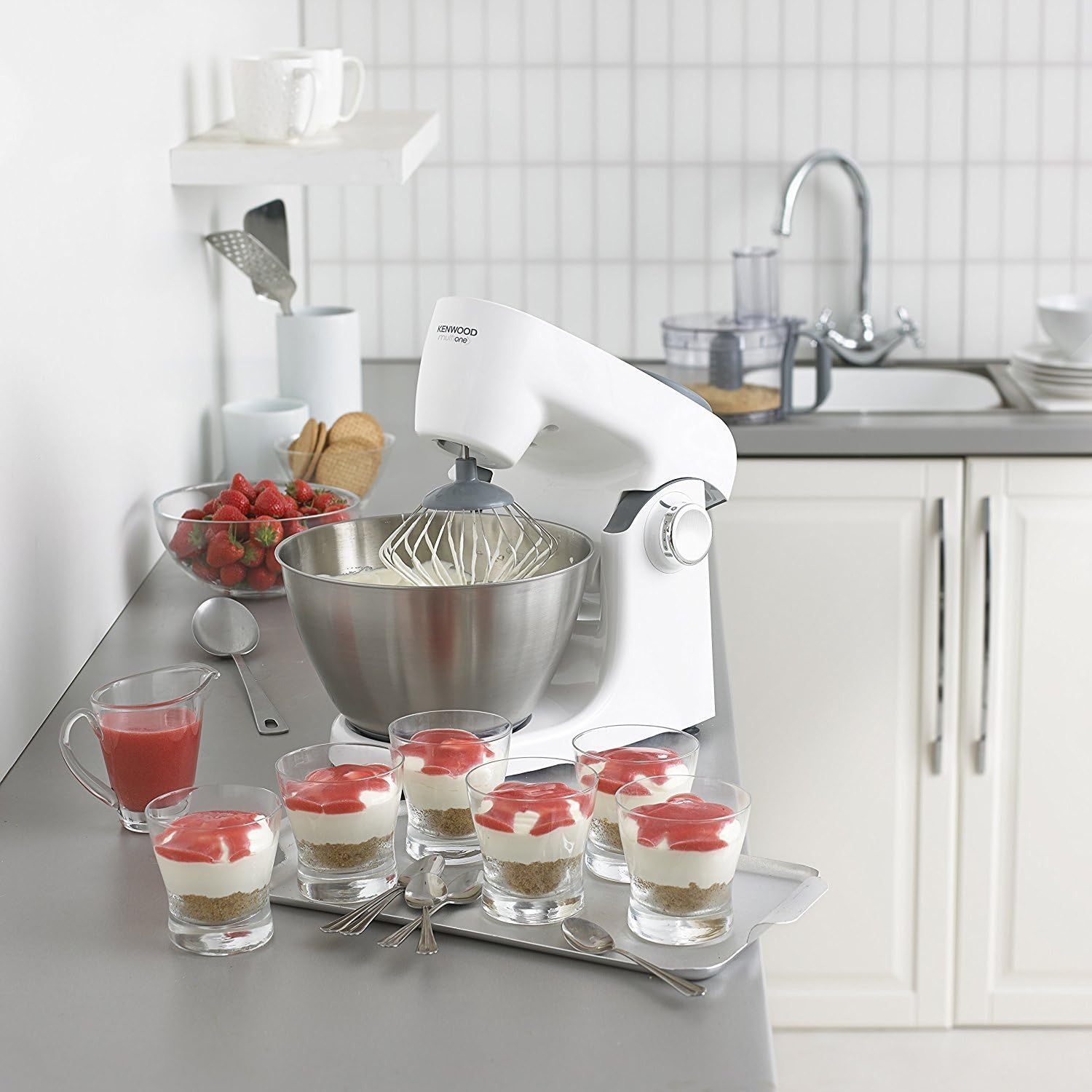 Kenwood MultiOne Robot Ptissier KHH326WH, Bol Multifonction, Centrifugeuse, Blender, Presse-Agrumes et Hachoir, 1000 W, 4,3 Litres, Plastique, Blanc