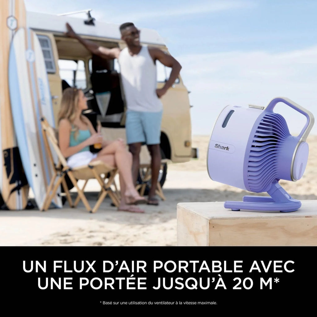Shark FlexBreeze HydroGo, ventilateur brumisateur portable, rafraîchisseur d'air silencieux intérieur/extérieur, discret et durable, avec/sans fil, léger, 5 réglages de vitesse, Lila FA050EULV