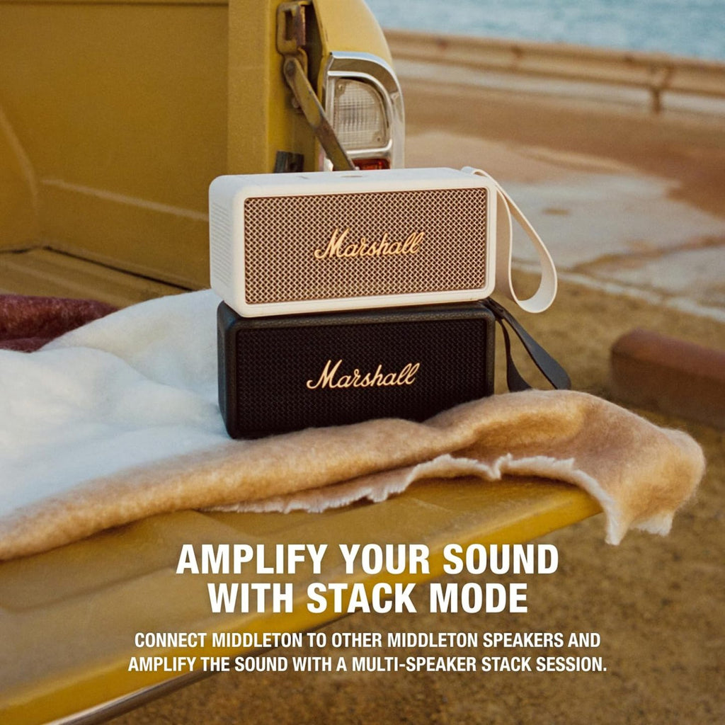 Marshall Middleton enceinte Bluetooth portable sans fil, plus de 20 heures d’autonomie, étanche IP67 – Crème