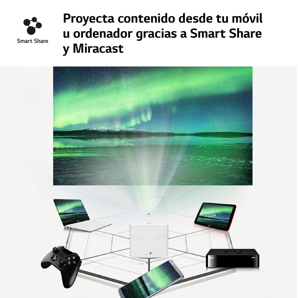 LG Electronics CineBeam Vidéoprojecteur LED HF65LSR Focale Ultra Courte pour Home Cinema, 1000 Lumen, FHD 1080p, Projection Entre 60"~100", Smart webO