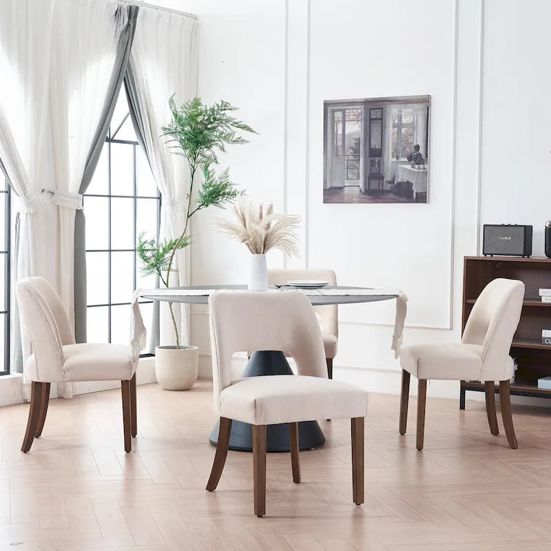 Lot de 4 chaises de salle à manger tapissées de tissu
