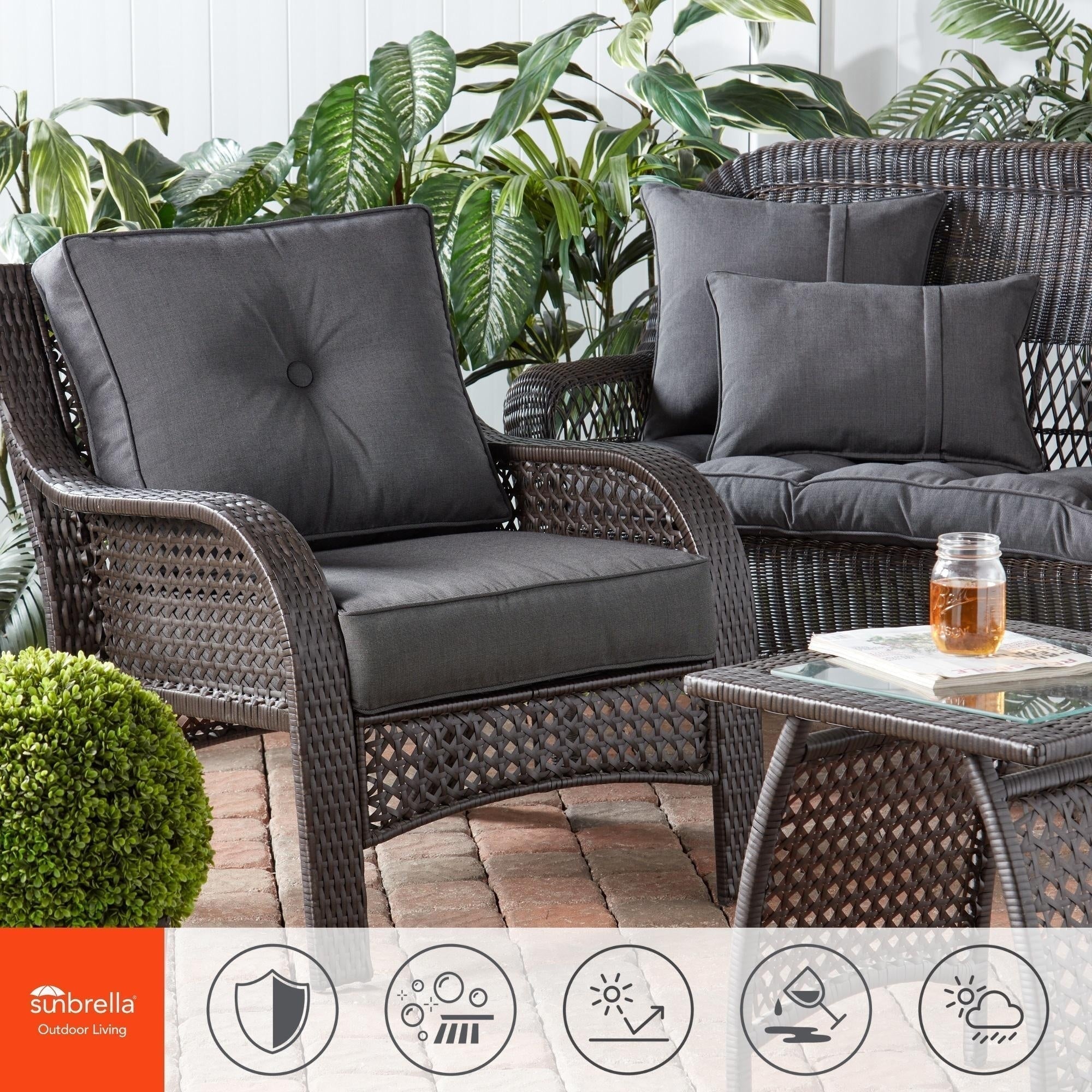 Ensemble de deux coussins d'extérieur haut de gamme Sunbrella pour assise profonde