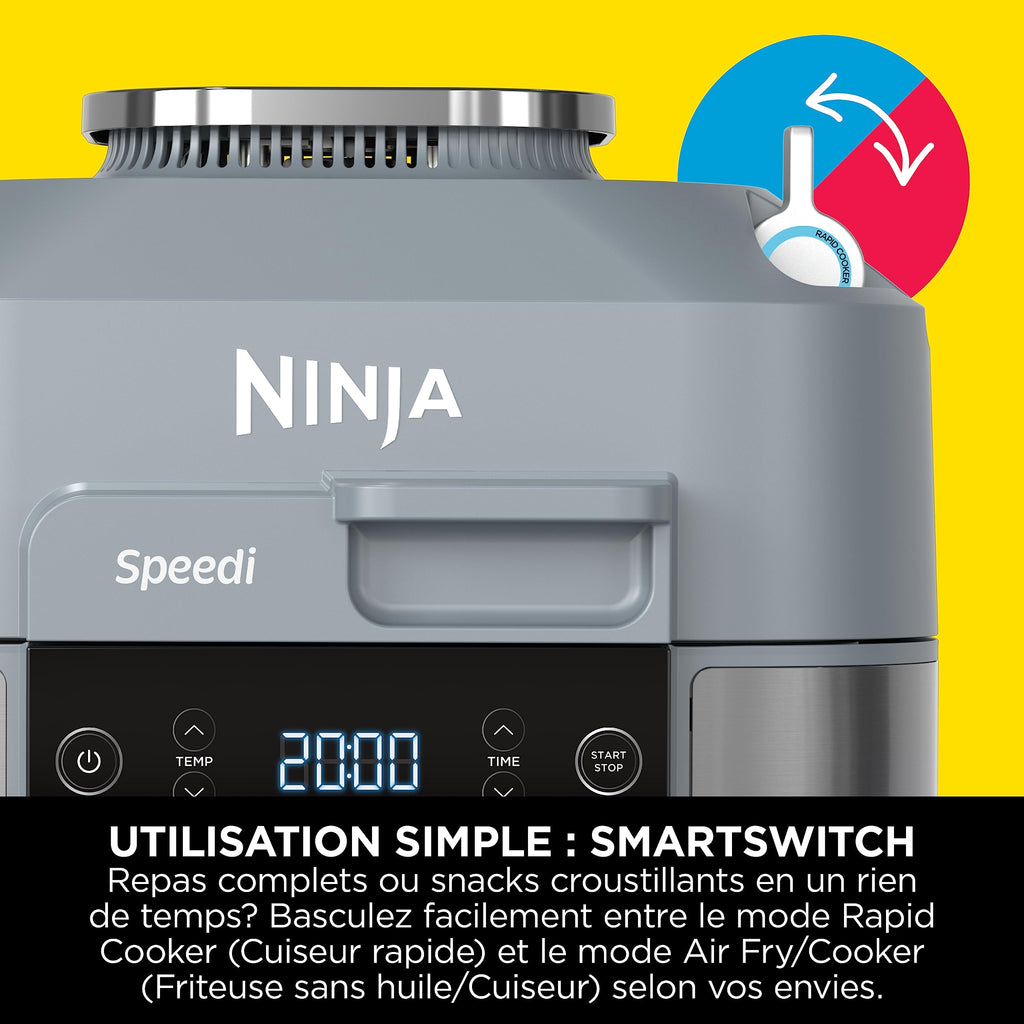 Ninja Speedi 10-en-1 Cuiseur rapide, Air Fryer, Friteuse à air et Multicuiseur, 5.7L, Repas pour 4 en 15 minutes, Vapeur, Gril, Cuire au four, Rôtir,