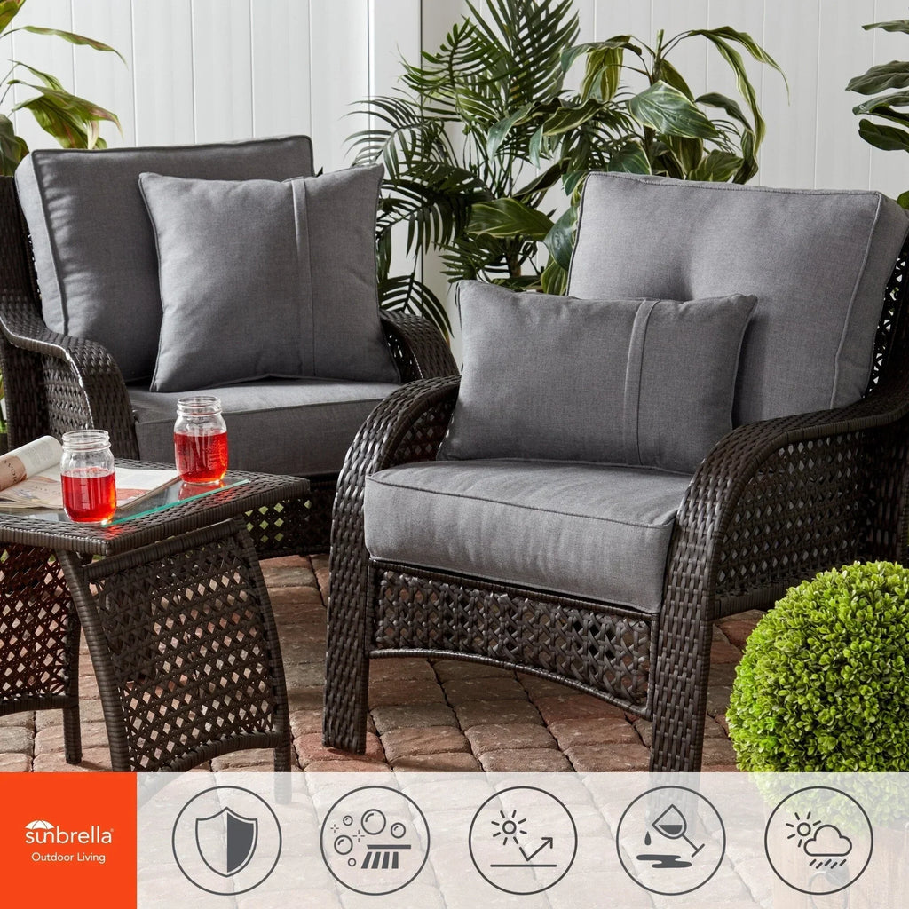Ensemble de deux coussins d'extérieur haut de gamme Sunbrella pour assise profonde