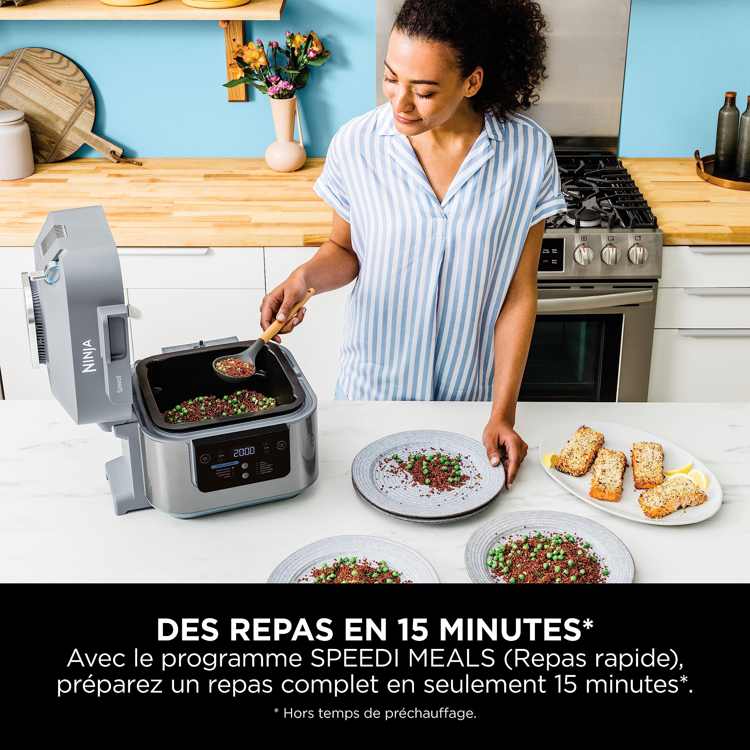 Ninja Speedi 10-en-1 Cuiseur rapide, Air Fryer, Friteuse à air et Multicuiseur, 5.7L, Repas pour 4 en 15 minutes, Vapeur, Gril, Cuire au four, Rôtir,