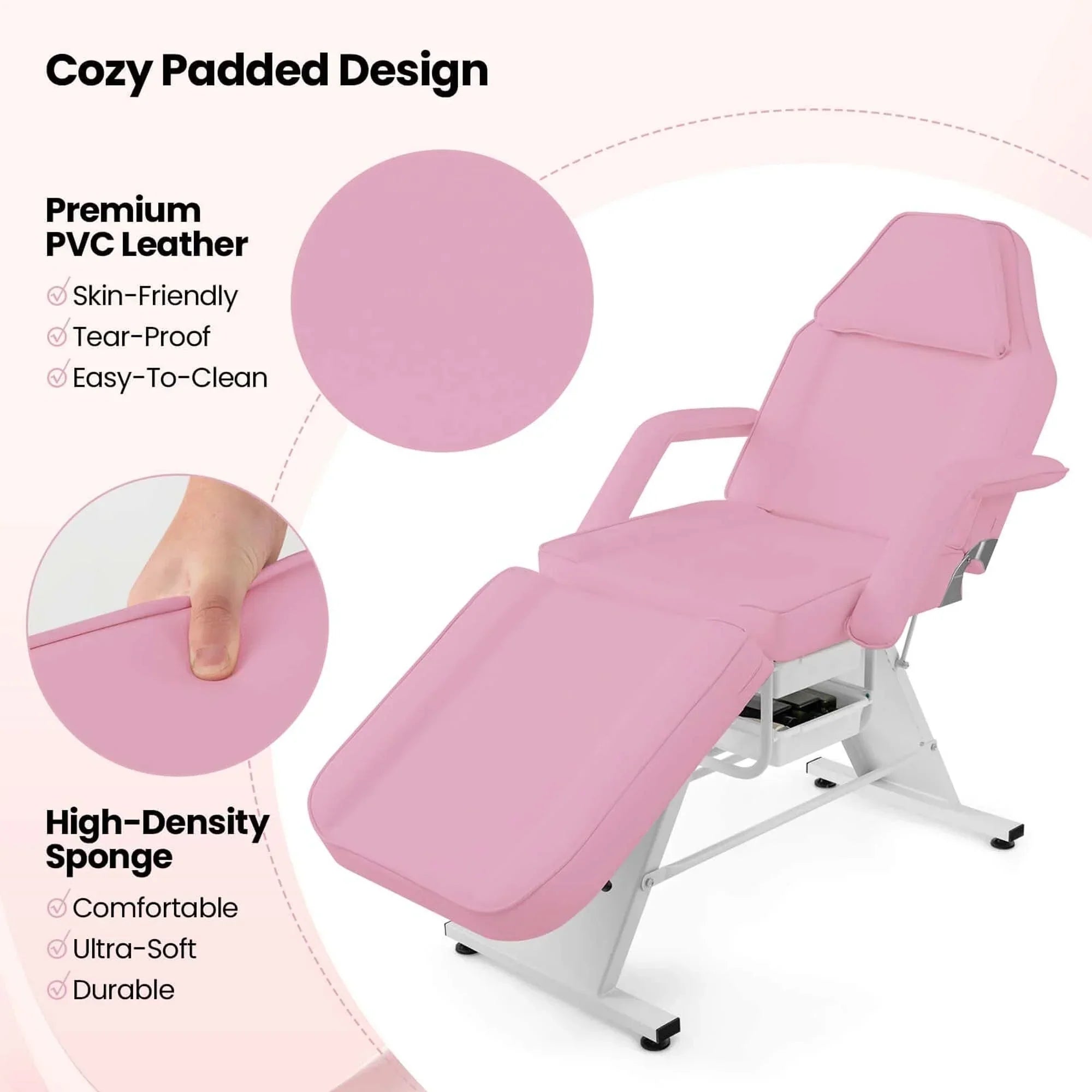 Costway Lit de massage 72" avec tabouret hydraulique et dossier réglable