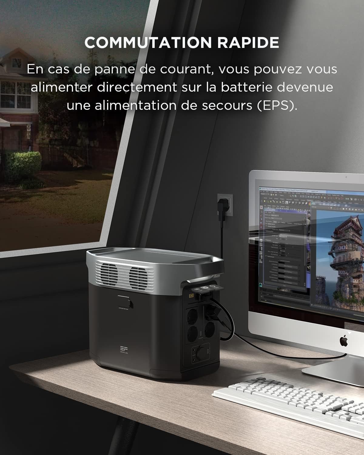 EcoFlow DELTA 2 Station électrique portable avec capacité évolutive de 1-3 kWh, batterie LFP, charge rapide, générateur solaire pour alimentation de secours domestique, balcon, camping et camping-cars