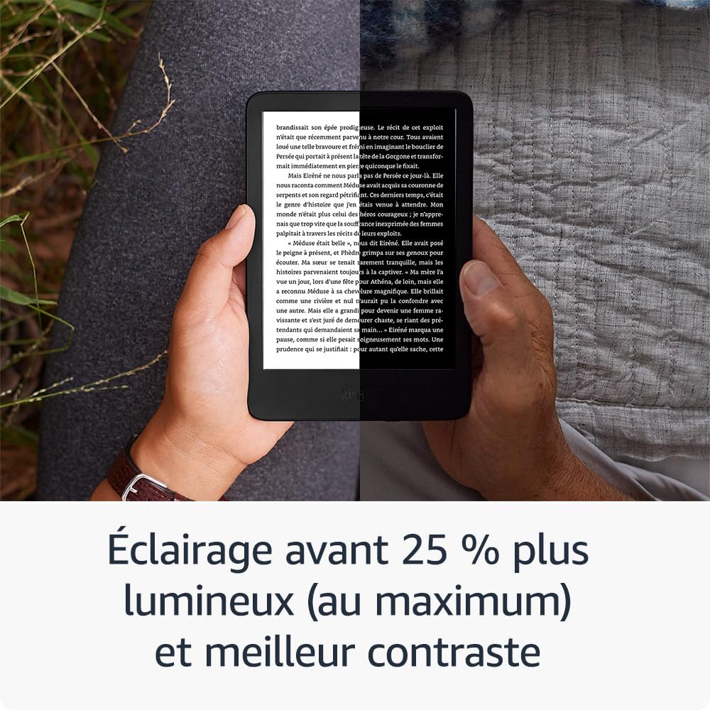 Amazon Kindle (Nouvelle génération) - Le plus léger et compact, avec écran antireflets, changements de page plus rapides et éclairage avant réglable - 16 Go - Avec publicités - Noir