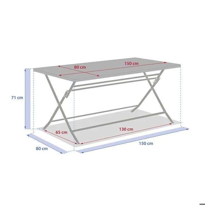 Table de jardin pliante carrée "Greensboro" pétrole 2 places en acier traité époxy - Hespéride