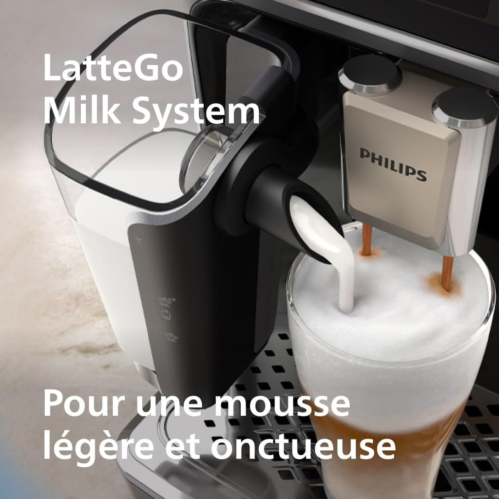 Philips Série 5400 Machine Expresso - Café à Grain - LatteGo Mousseur à Lait, 12 Spécialités de Café, Affichage Intuitif, 4 Profils Utilisateur, Chrom