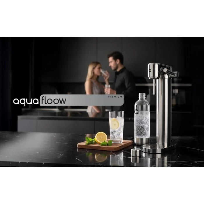 Aquafloow Machine à soda eau pétillante – acier – 3 bouteilles de 0,8 l – cylindre CO₂ inclus - Réglage d'intensité des bulles