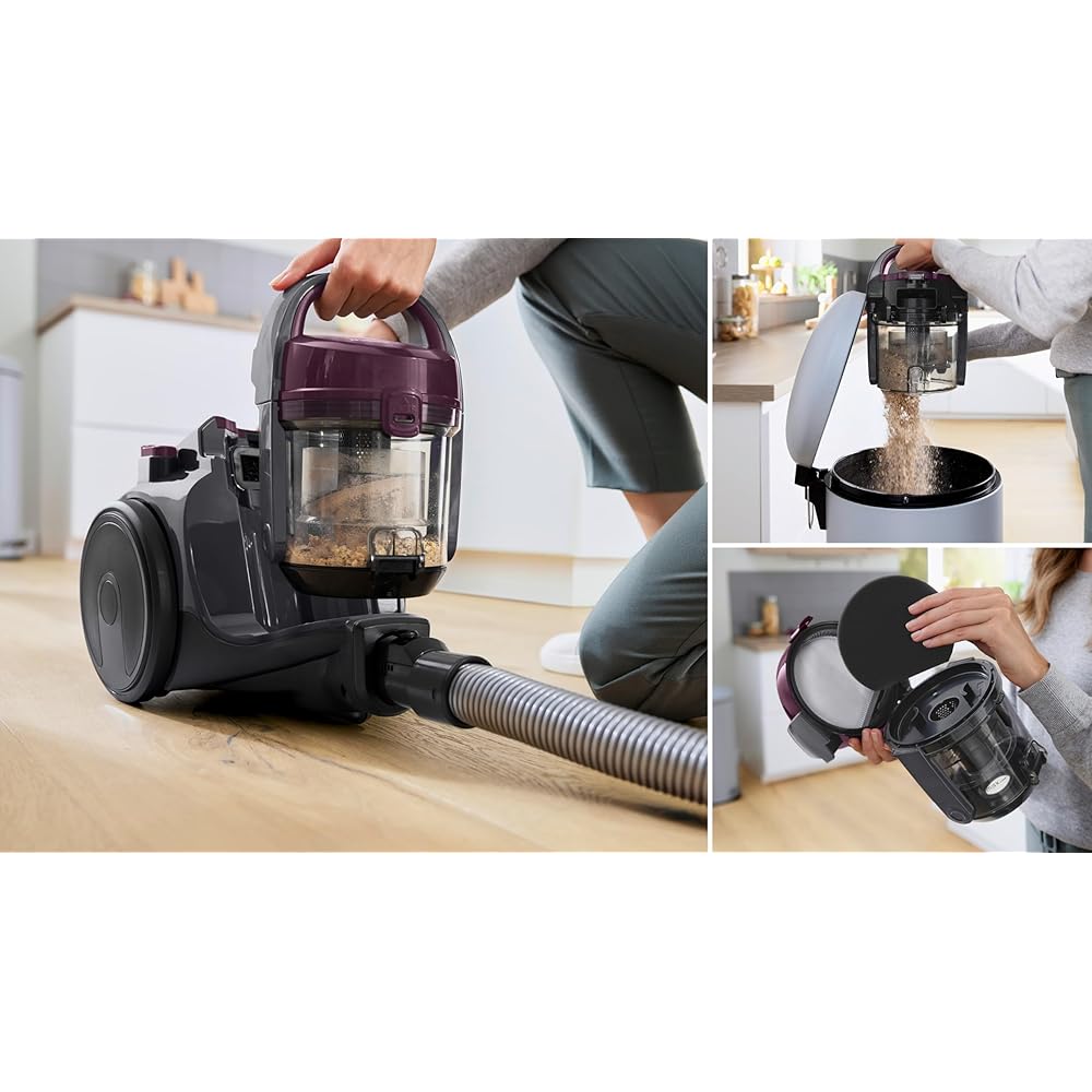 Bosch Electroménager Série 2, BGC05AAA1, aspirateur traîneau sans Sac, capacité de 1,5L, Filtre hygiénique Lavable, Haute Performance d’Aspiration, Rayon d'action de 9 m, Compact et léger, Violet : Cuisine et Maison