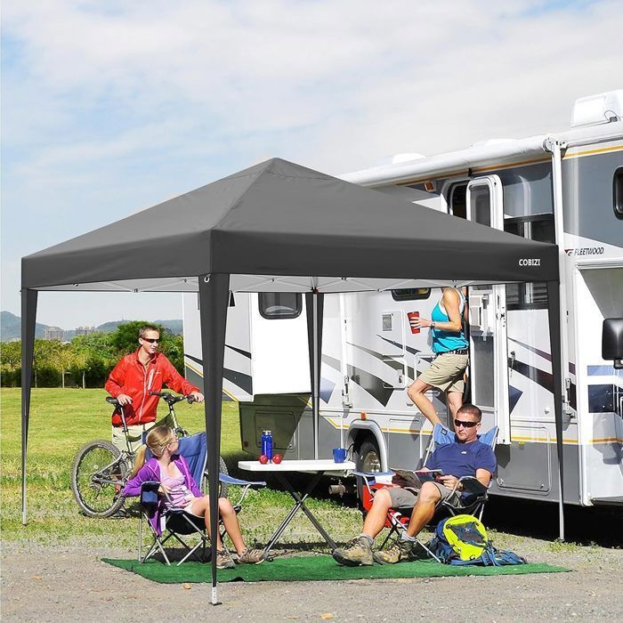 Tonnelle 3x3 Tonnelle Pliante de Jardin Imperméable avec 4 parois latérales,Gris