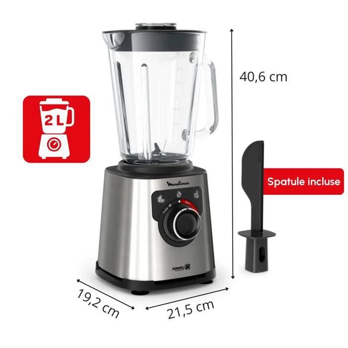 Moulinex PerfectMix + Blender haute vitesse, 1200 W, bol 2 L, Capacité utile 1,5 L, Technologie de lames Powelix