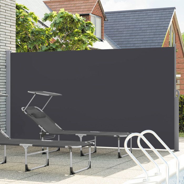 Store Latéral 160 x 400 cm, Brise-Vue Rétractable, Auvent extérieur, Résistant aux Intempéries, pour Jardin, Terrasse,Gris foncé