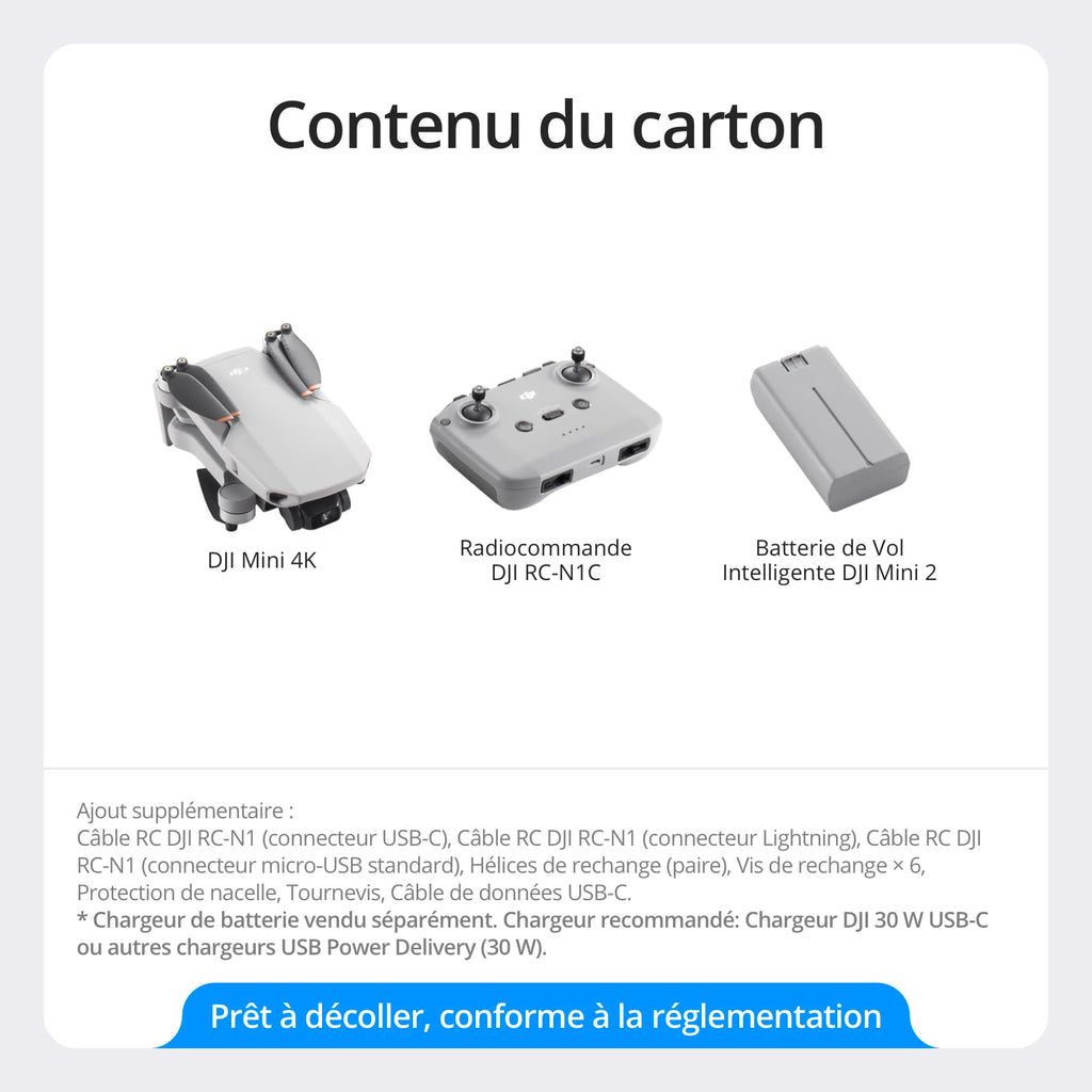 Mini 4K, Drone Caméra 4K UHD, Moins de 249 g, Stabilisation de la Nacelle à 3 Axes, Transmission Vidéo sur 10 km, Retour Auto, Résistance au Vent,