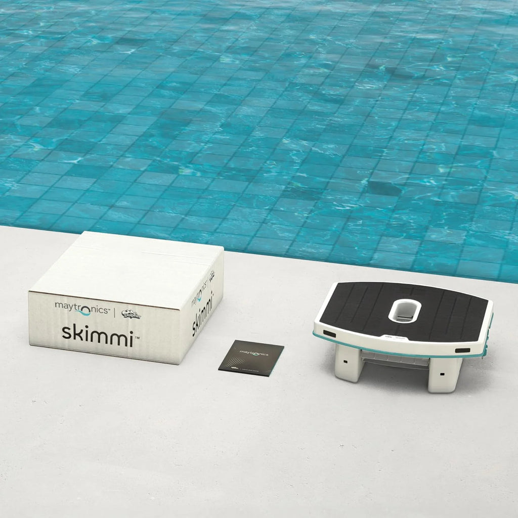 Dolphin Skimmi Robot Nettoyeur Skimmer de Piscine, Nettoie la Surface de l’Eau avec Son Panneau Solaire Intelligent, Contrôle par Application, Filtration Fine