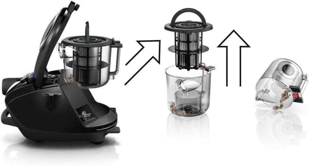 Bosch Electroménager Série 8, BGS7MS64, aspirateur traîneau sans Sac ProSilence, extrêmement Silencieux, Technologie SensorBagless et système de Netto