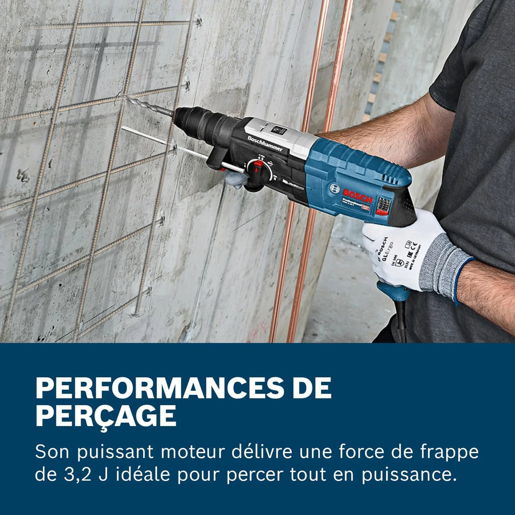 Bosch Professional perforateur GBH 2-28 F (puissance 880 W, diamètre de perçage max. dans le béton : 28 mm, avec set 6 pièces de perçage-burinage, SDS plus, L-Case)