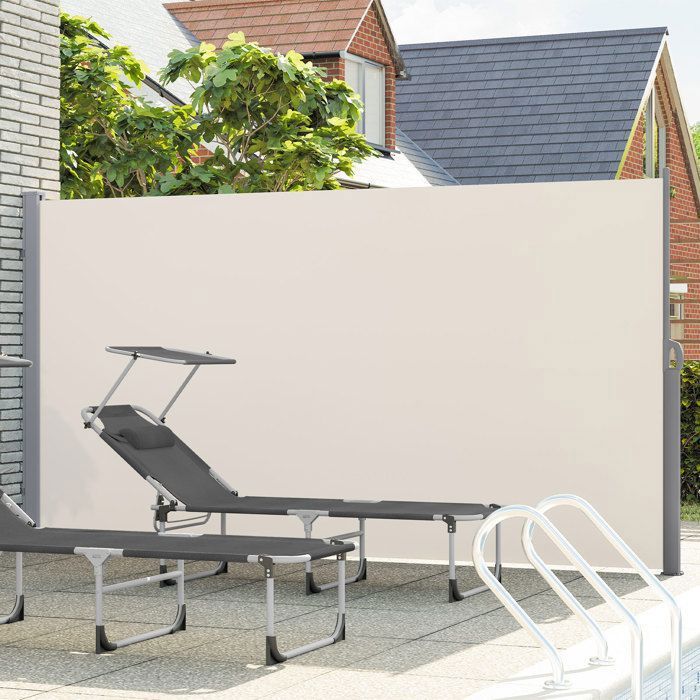 Store Latéral 160 x 400 cm, Brise-Vue Rétractable, Auvent extérieur, Résistant aux Intempéries, pour Jardin, Terrasse,Gris foncé