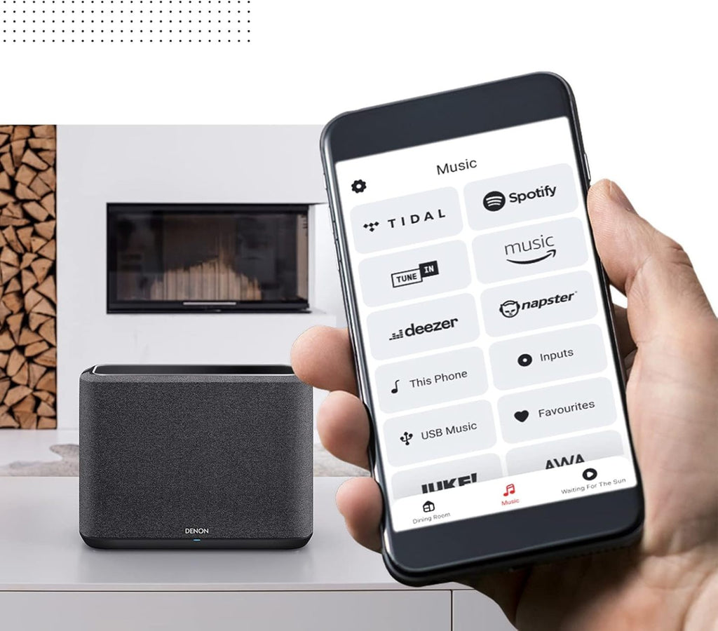Denon Home 150 enceinte multiroom Hi-Fi avec HEOS intégré, Alexa intégrée, Wi-Fi, Bluetooth, USB, AirPlay 2, audio Hi-Res, noir