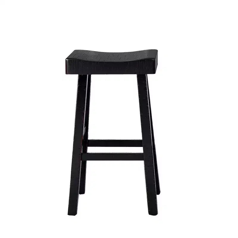 Royal Hampton – Lot de 2 tabourets de bar, assise en selle, bois massif noir style ferme