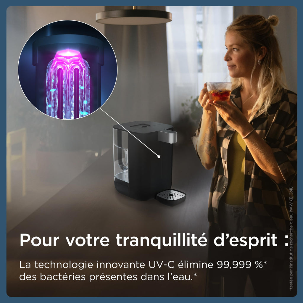 BRITA Cube Distributeur d'eau fitlrée (4.0 L) différentes températures & tailles de contenants pré-enregistrés, technologie UV-C & filtre à eau MAXTRA
