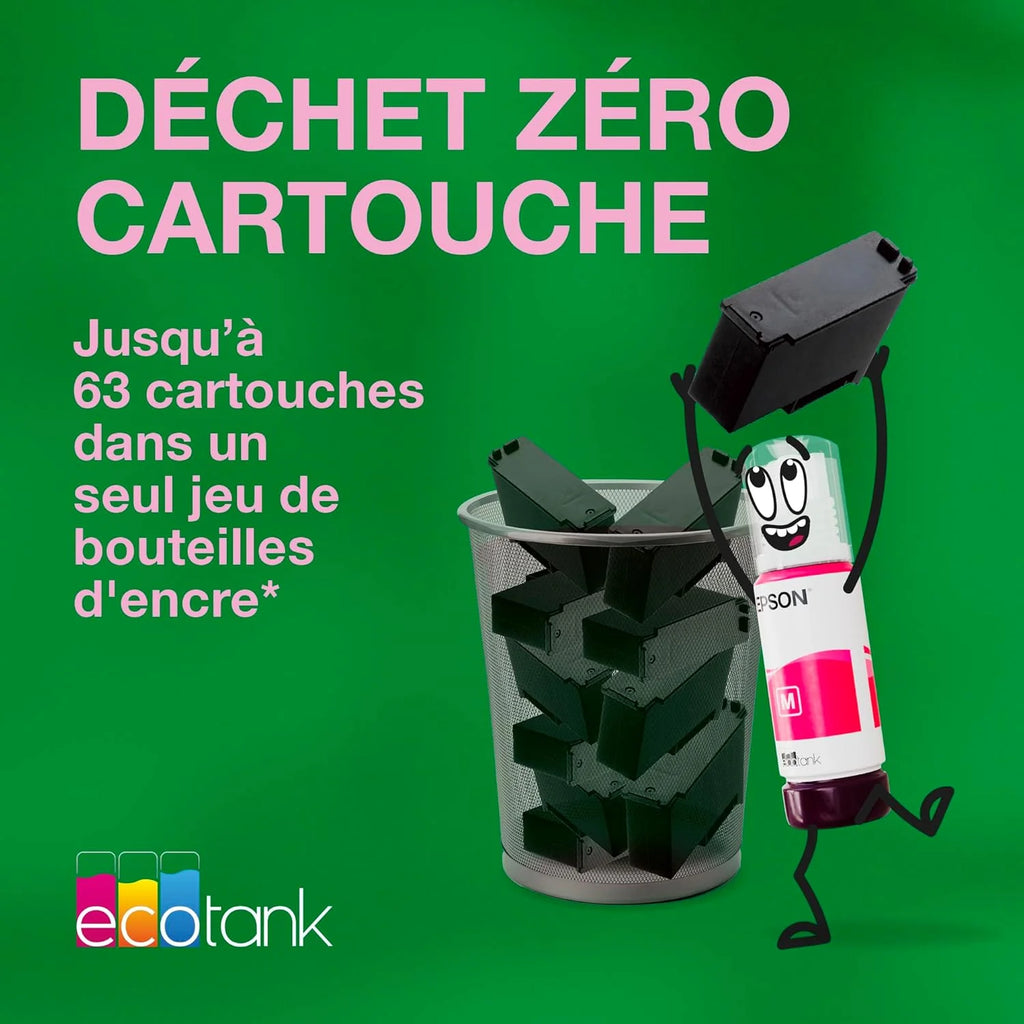 EcoTank Imprimante sans Fil ET-2870 | Réservoirs d'encre Haute capacité - Économisez jusqu'à 90% sur Les coûts d'encre - Impression Mobile, Copie, numérisation - 3 Ans d'encre Inclus