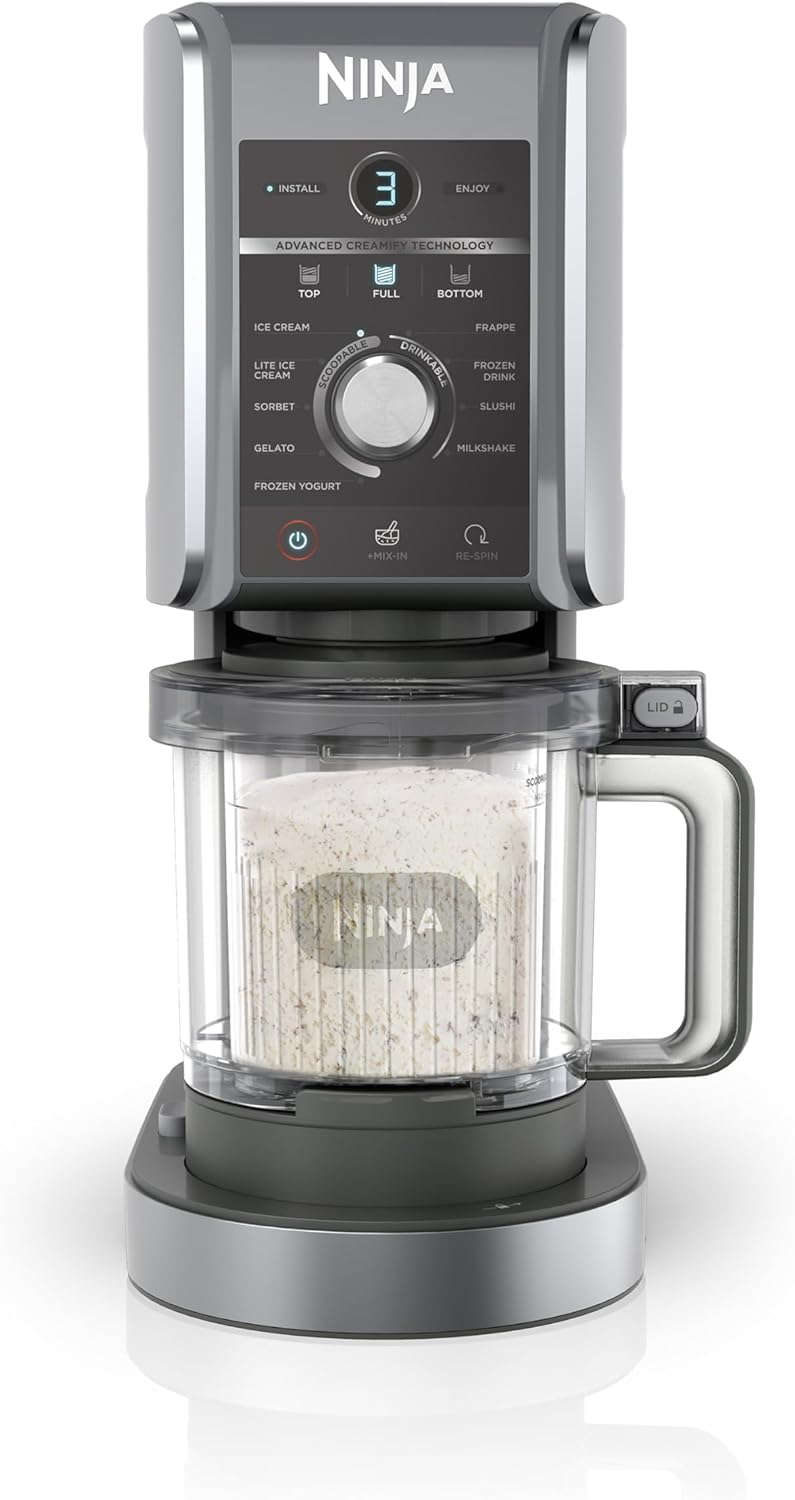Ninja CREAMi Deluxe Ice Cream Maker with 3 Containers, 10 Functions