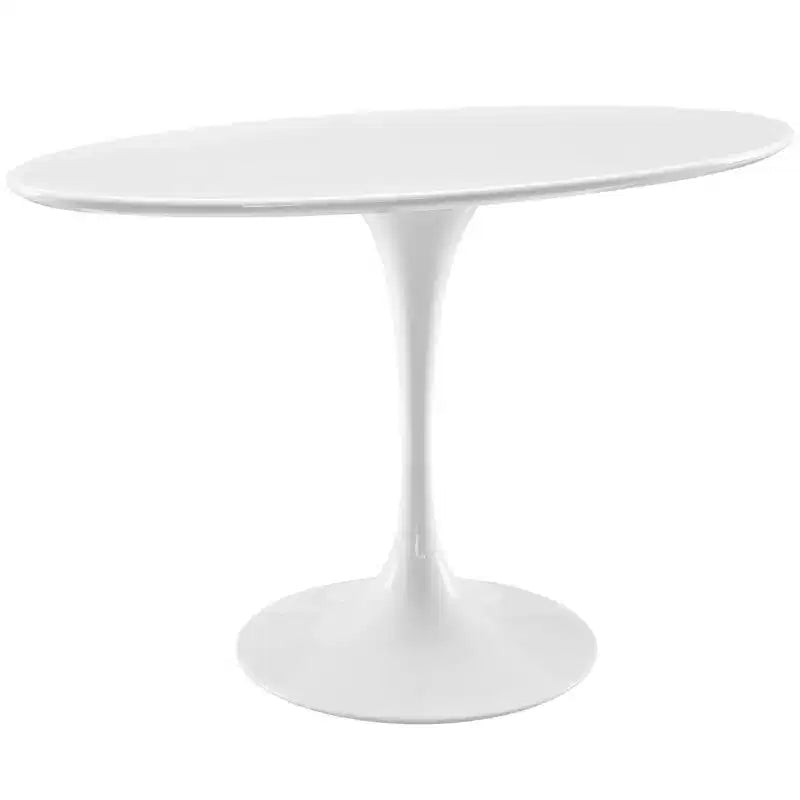 Table à manger ovale 48" Lippa en bois blanc - Modway : Meuble de cuisine moderne et élégant, 4 places