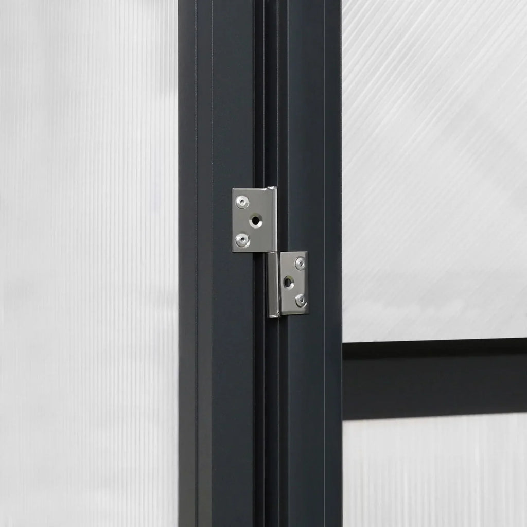 Serre de jardin aluminium VEIKOUS avec évent de toit réglable et porte verrouillable Grise