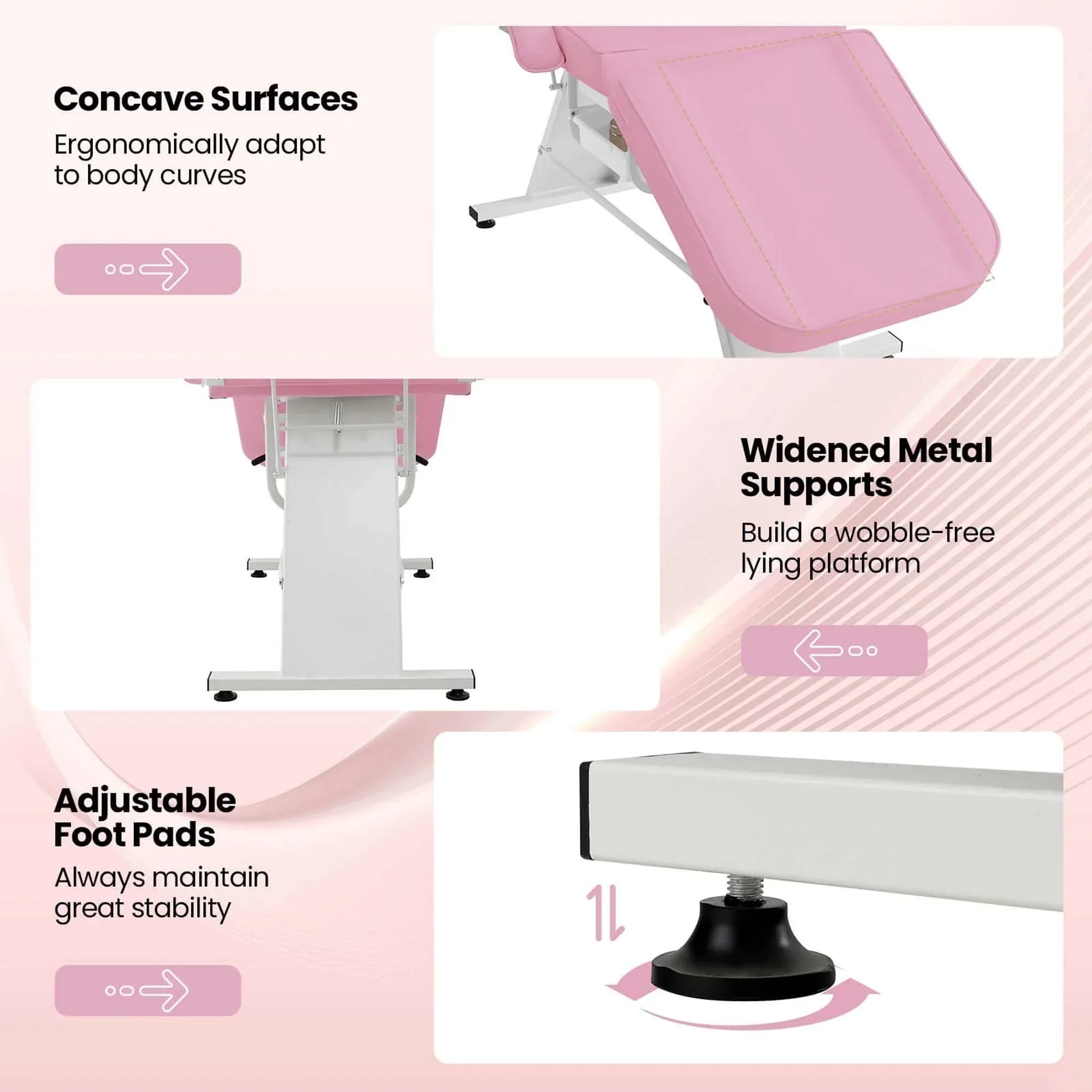 Costway Lit de massage 72" avec tabouret hydraulique et dossier réglable