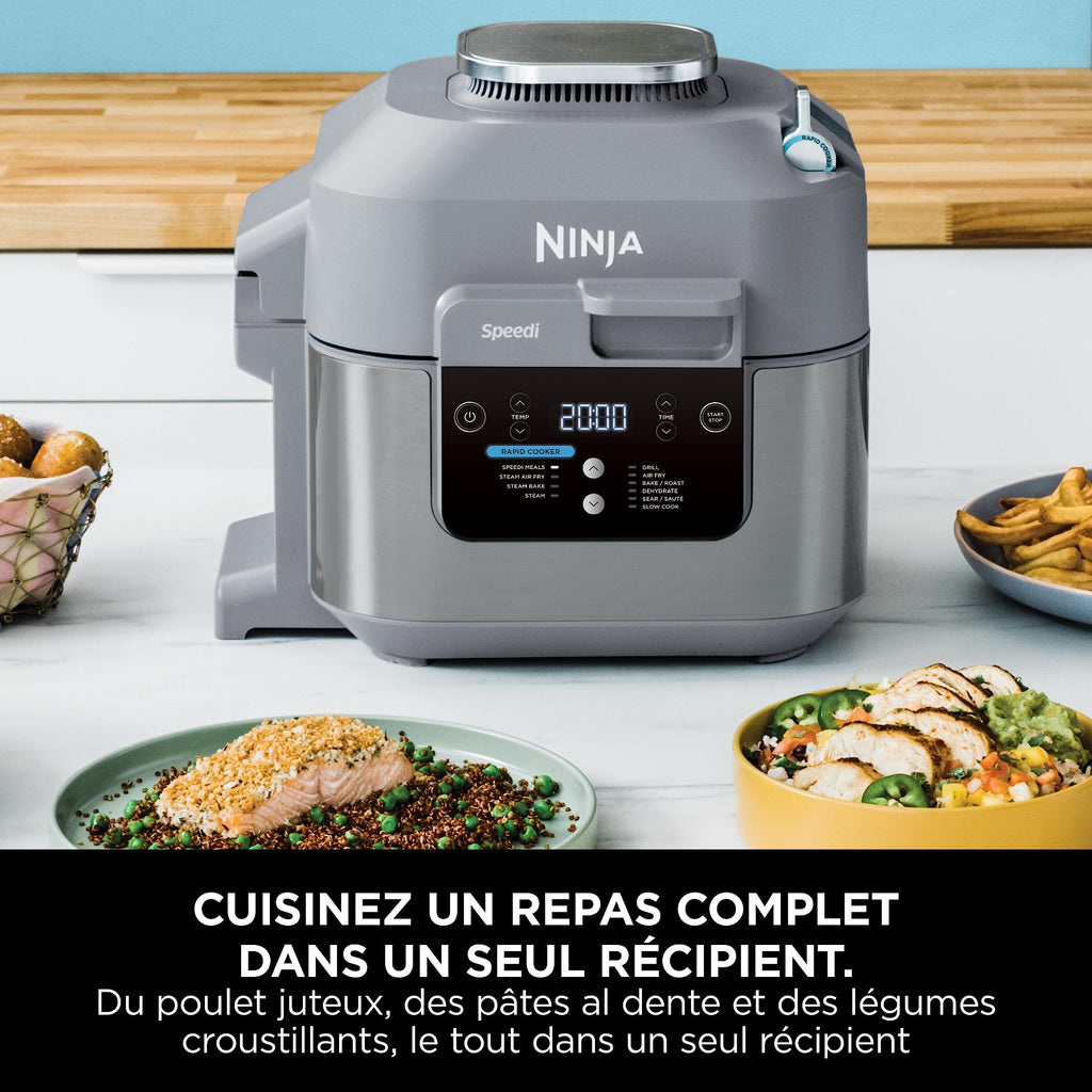 Ninja Speedi 10-en-1 Cuiseur rapide, Air Fryer, Friteuse à air et Multicuiseur, 5.7L, Repas pour 4 en 15 minutes, Vapeur, Gril, Cuire au four, Rôtir,