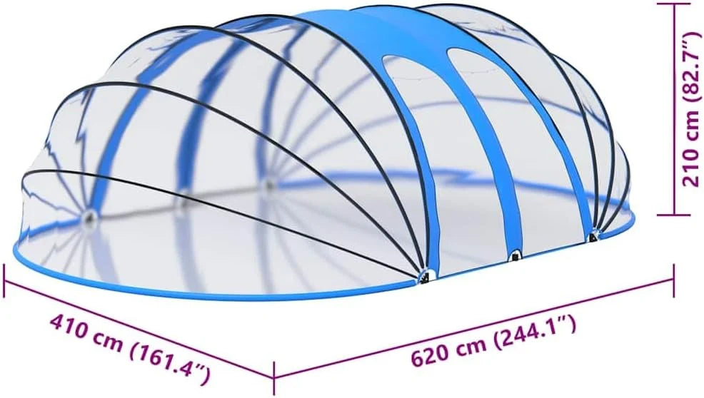 vidaXL Dôme de Piscine Ovale Couverture de Piscine Pavillon de Piscine Tente de Piscine Jardin Extérieur Arrière-Cour 620x410x210 cm