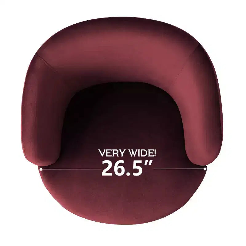 Fauteuil d'appoint pivotant moderne en velours, Fauteuil barillet rembourré avec rotation à 360°, Fauteuil de salon pour le séjour et le coin lecture - Panipeachy