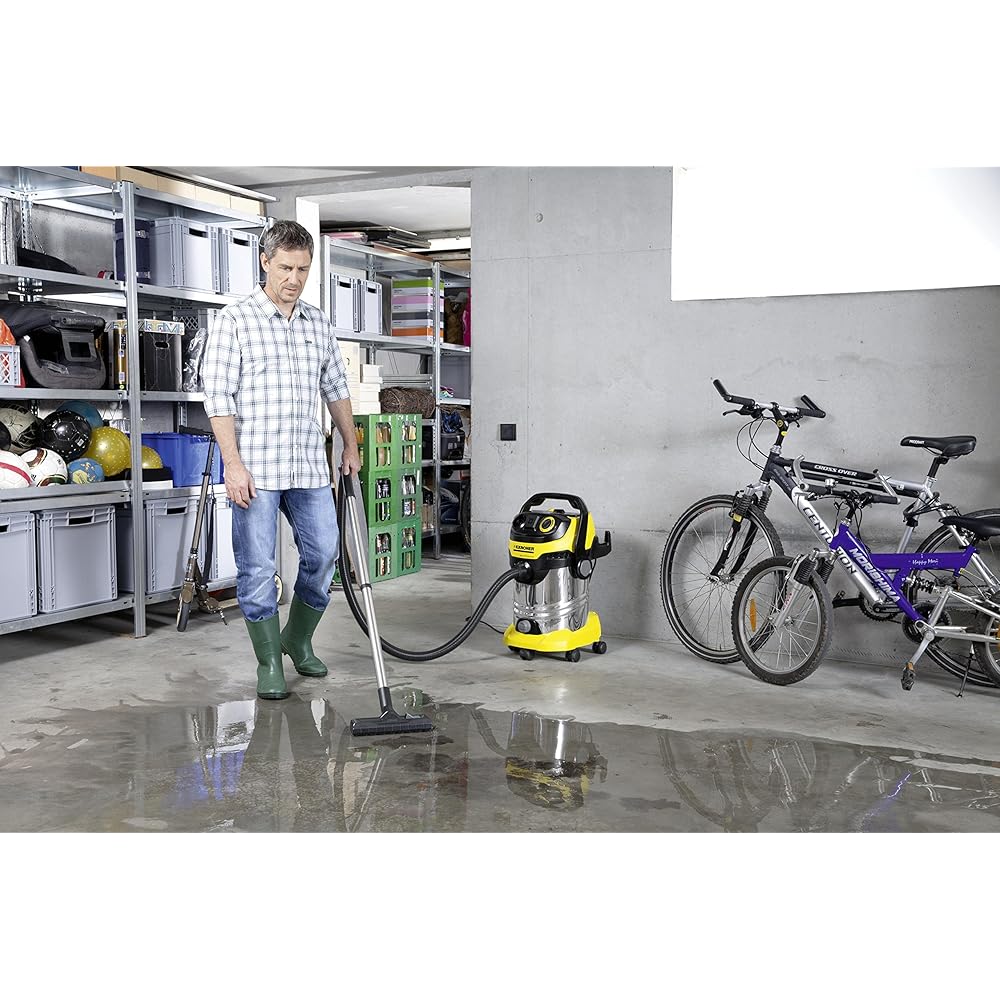 Kärcher Sans sac WD 6 P Premium Aspirateur multifonction avec Prise d'asservissement/Cuve 30 L 1300 W Noir/Jaune : Cuisine et Maison