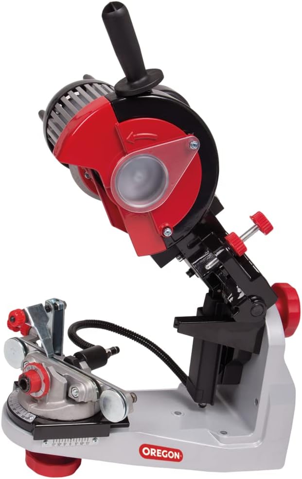 OREGON Affûteuse Professionnelle 230 Volts, Affûteuse de Chaîne de Tronçonneuse Universelle avec Dispositif de Serrage Hydraulique (620-230)