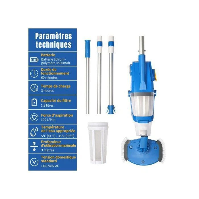 ALIGHTUP - Aspirateur de piscine électrique à main, Électrique Nettoyeur de piscine, Nettoyeur à batterie, 230V, 33W - Bleu