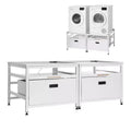 Socle de lave-linge et sèche-linge VEVOR, hauteur 57,4 cm, 73,6 x 73,6 cm, avec tiroir coulissant et espace de rangement, capacité de charge 362,9 kg, antidérapant, blanc