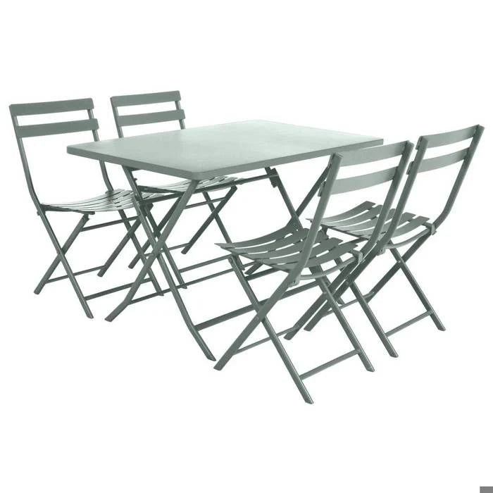 Table de jardin pliante carrée "Greensboro" pétrole 2 places en acier traité époxy - Hespéride