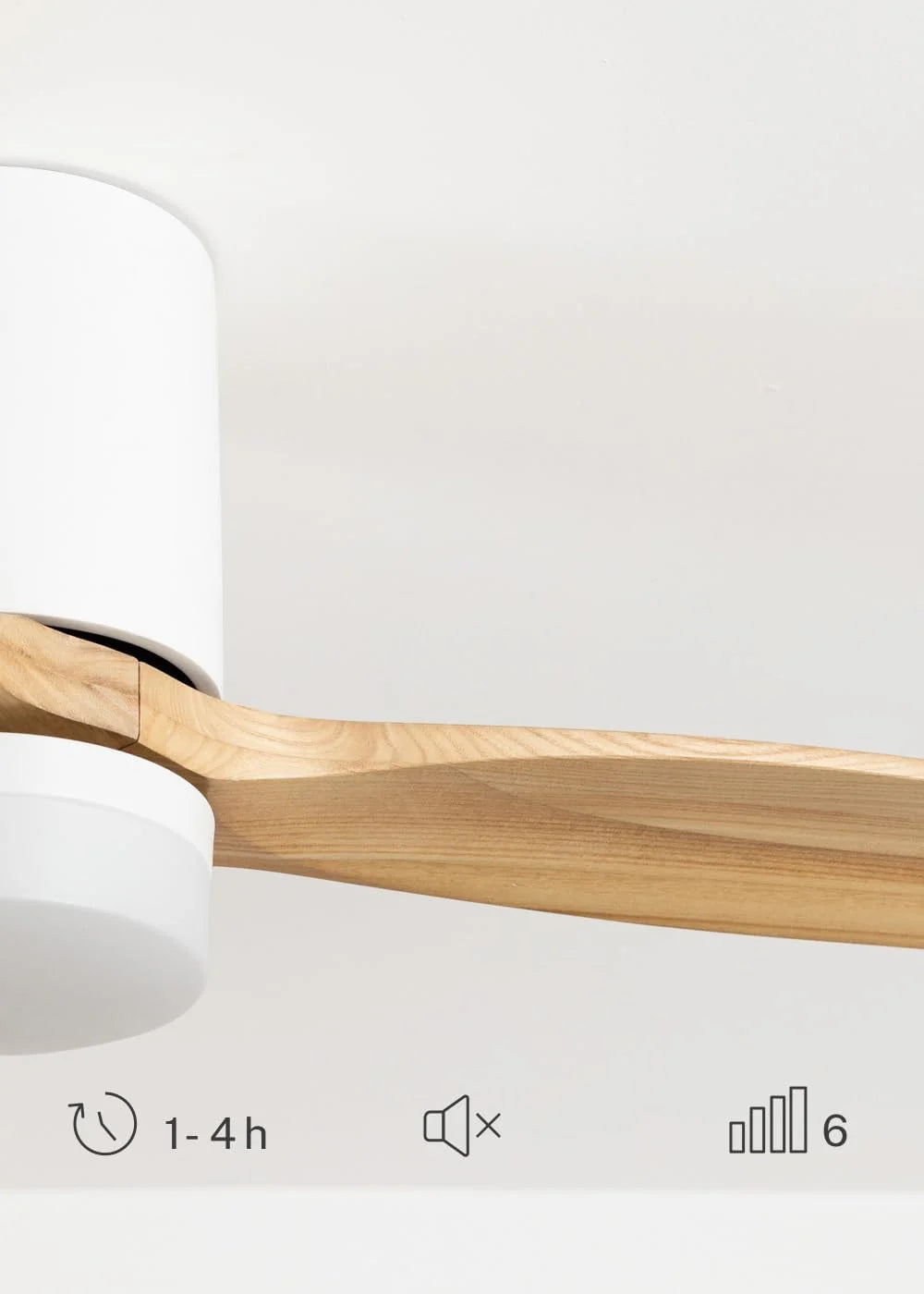 CREATE / WINDCALM CONCRETE/Ventilateur de plafond blanc bois clair avec télécommande / 40W, Carcasse en plâtre personnalisable, Ø132 cm, programmable, fonction été-hiver, lumière LED 3 températures
