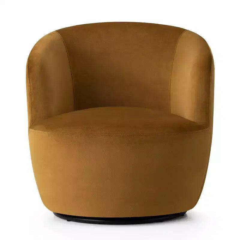 Fauteuil d'appoint pivotant moderne en velours, Fauteuil barillet rembourré avec rotation à 360°, Fauteuil de salon pour le séjour et le coin lecture - Panipeachy