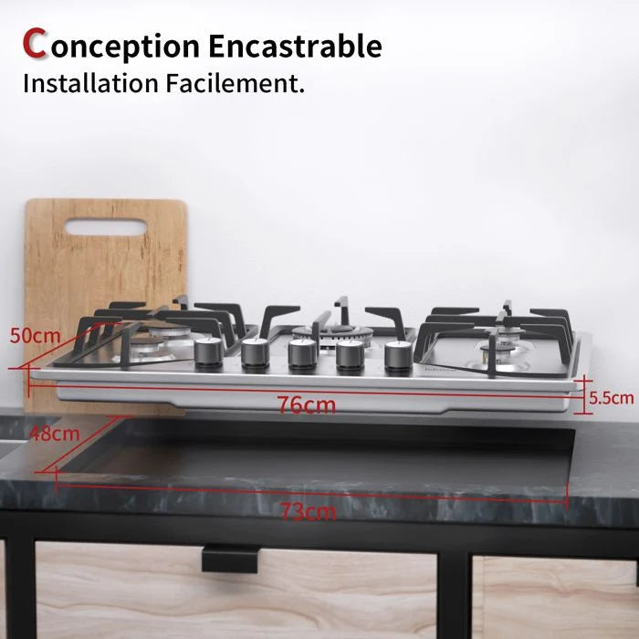 Plaque de cuisson gaz IsEasy MGBS-314A 4 feux Inox
