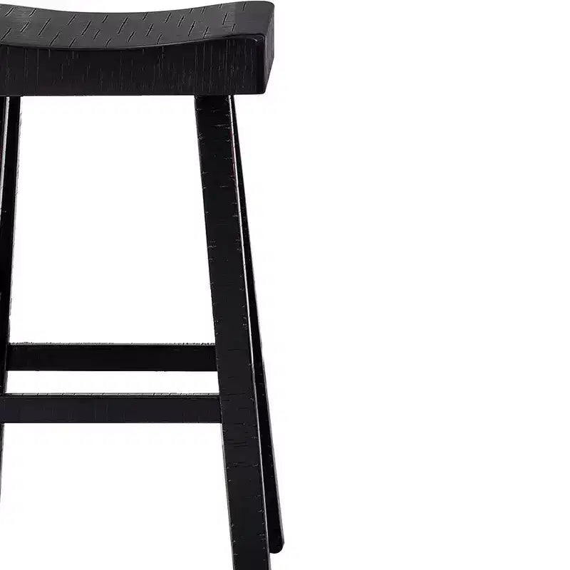 Royal Hampton – Lot de 2 tabourets de bar, assise en selle, bois massif noir style ferme