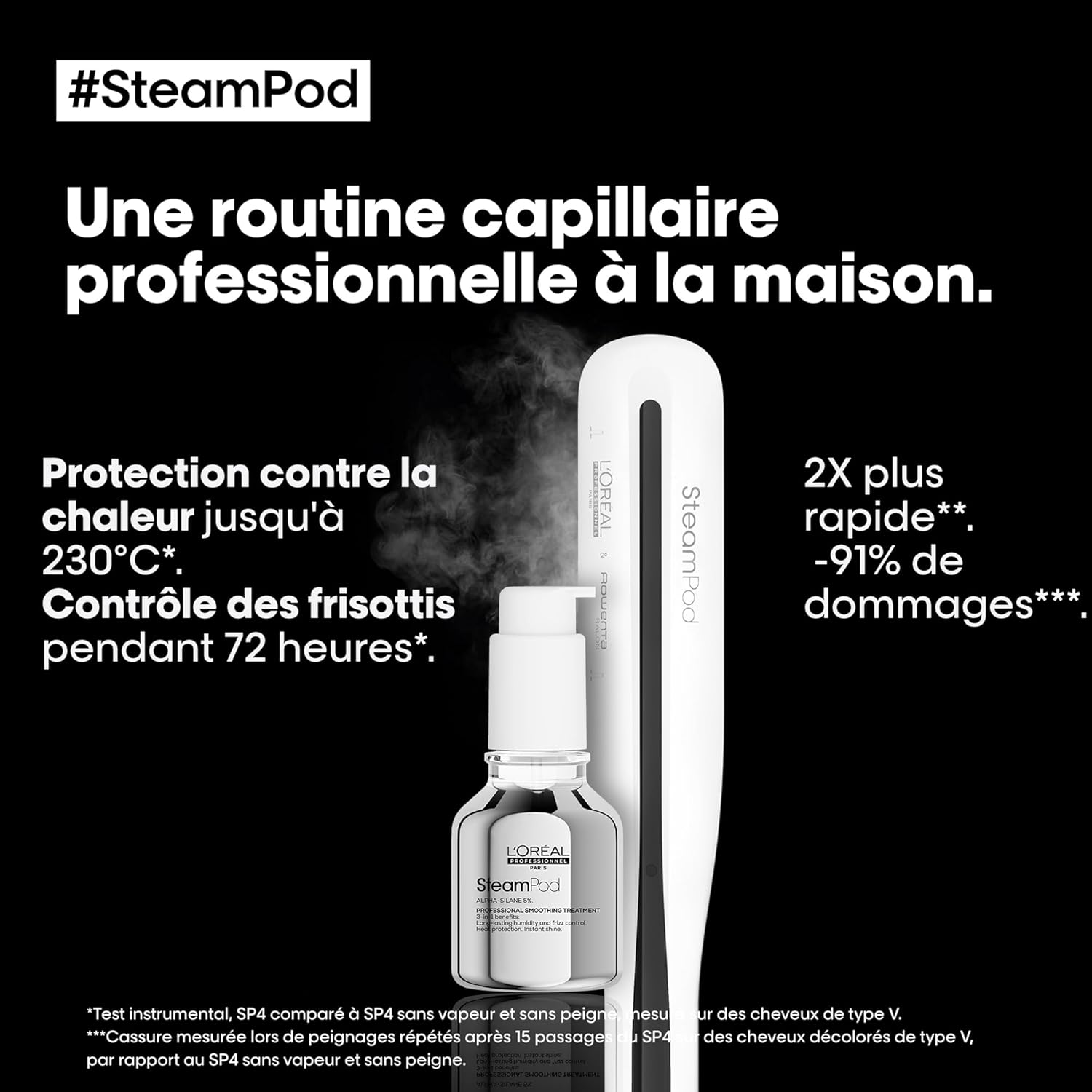 Steampod 3 - Lisseur Vapeur Professionnel 2-en-1 : Lissage & Ondulations - Céramique Fer à lisser à la technologie vapeur - Adapté à tous types de cheveux - L'Oréal Professionnel -