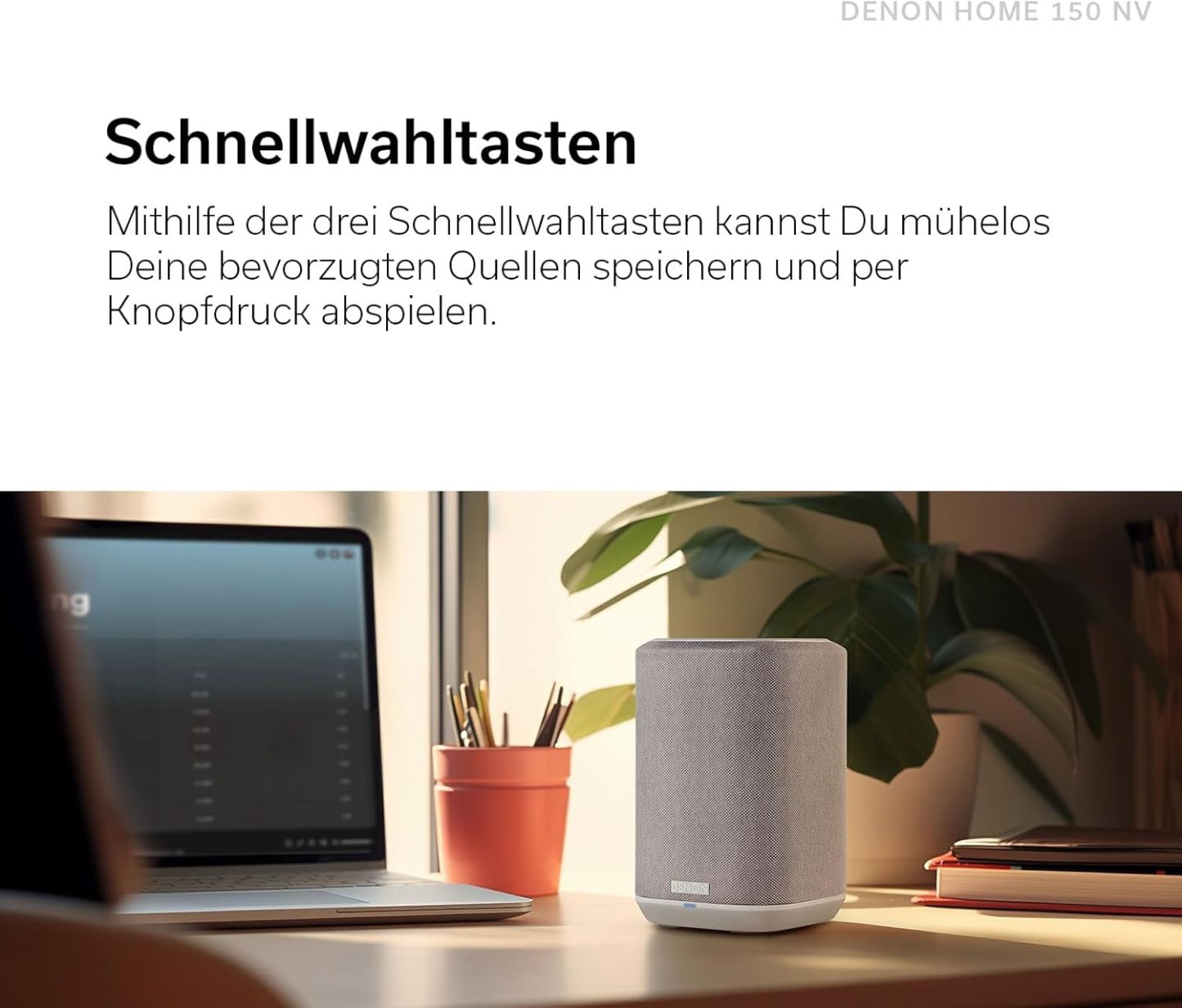 Denon Home 150 enceinte multiroom Hi-Fi avec HEOS intégré, Alexa intégrée, Wi-Fi, Bluetooth, USB, AirPlay 2, audio Hi-Res, noir