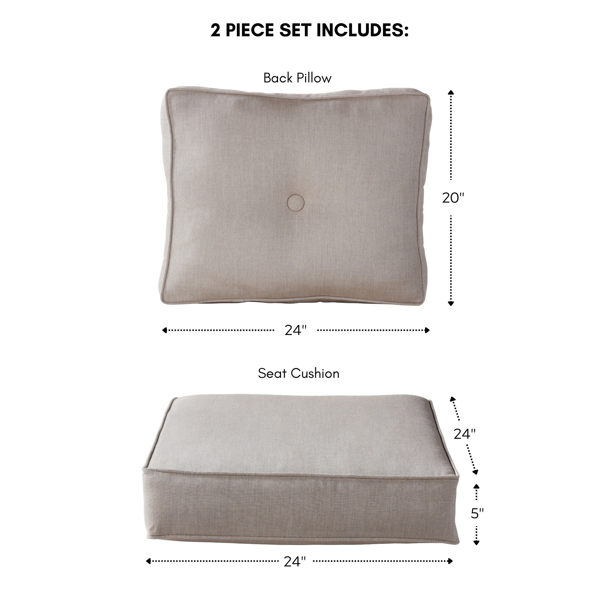 Ensemble de deux coussins d'extérieur haut de gamme Sunbrella pour assise profonde